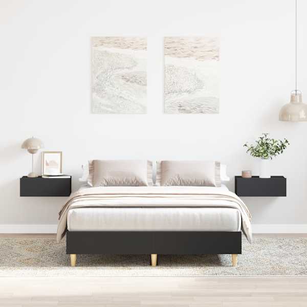 Voodiraam, must, 140 × 190 cm, tehispuit — mudel 861058