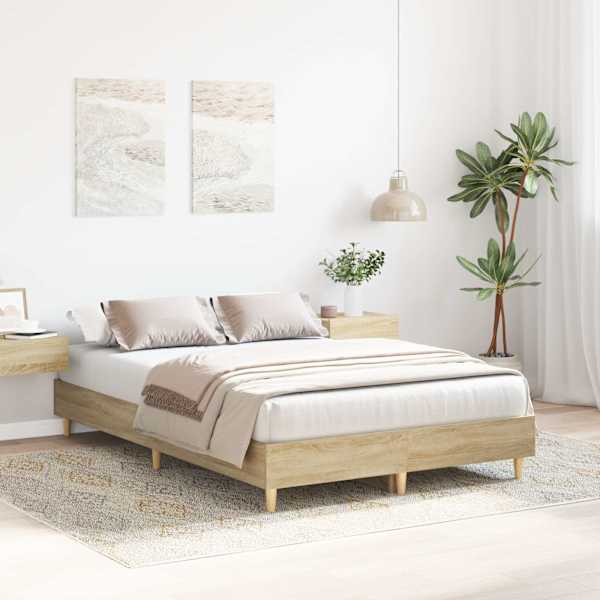Voodiraam peatsiga, sonoma tamm, 140 × 190 cm — mudel 861059
