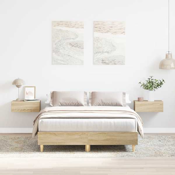 Voodiraam peatsiga, sonoma tamm, 140 × 190 cm — mudel 861059