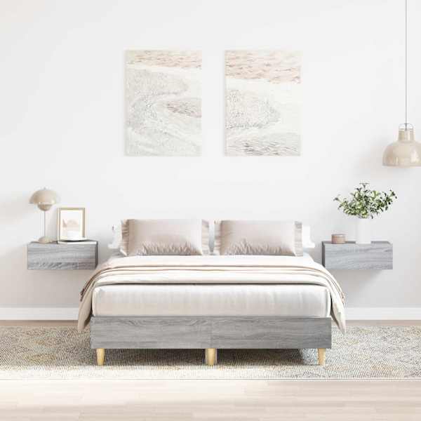 Voodiraam, hall sonoma tamm, 140 × 190 cm — mudel 861062