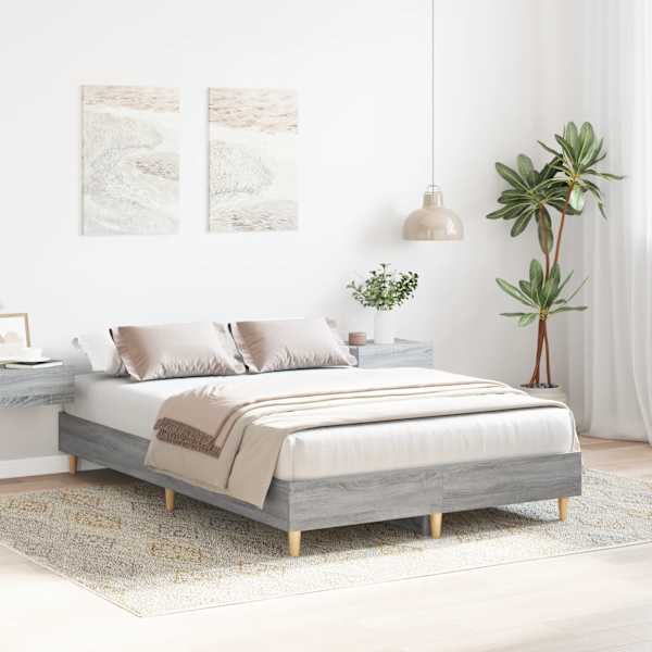 Voodiraam, hall sonoma tamm, 135 × 190 cm — mudel 861071