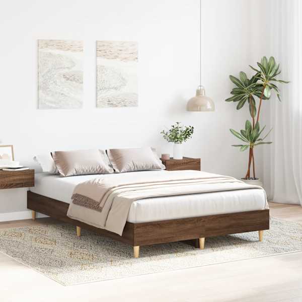 Voodiraam, pruun tamm, 135 × 190 cm, tehispuit — mudel 861072