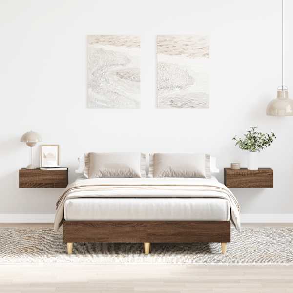 Voodiraam, pruun tamm, 135 × 190 cm, tehispuit — mudel 861072