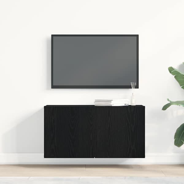 Telerikapp, must tamm, 80 × 30 × 41 cm, töödeldud puit