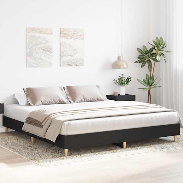 Voodiraam, must, 200 × 200 cm, tehispuit