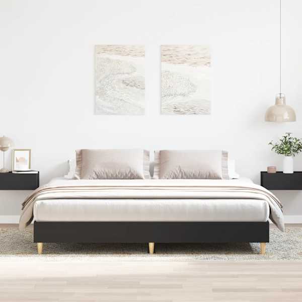 Voodiraam, must, 200 × 200 cm, tehispuit