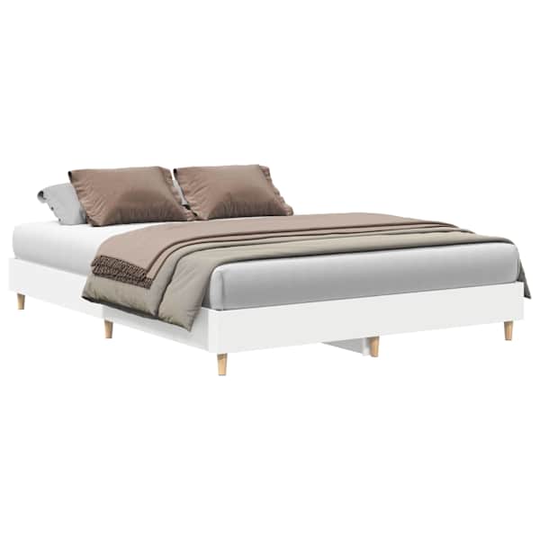 Voodiraam, valge, 150 × 200 cm, tehispuit — mudel 3328708
