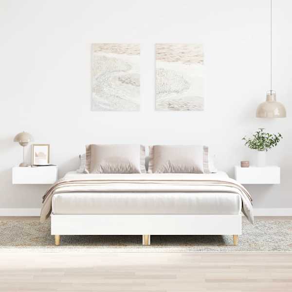 Voodiraam, valge, 150 × 200 cm, tehispuit — mudel 3328708