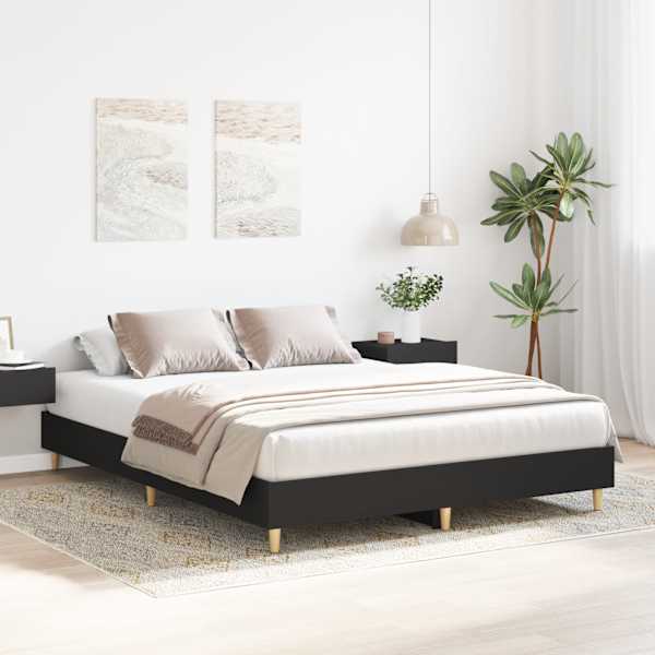 Voodiraam, must, 150 × 200 cm, tehispuit — mudel 3328709