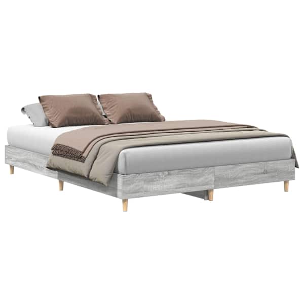 Voodiraam, hall sonoma tamm, 150 × 200 cm, tehispuit — mudel 3328713