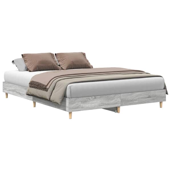Voodiraam, hall sonoma tamm, 140 × 200 cm, tehispuit — mudel 3328722