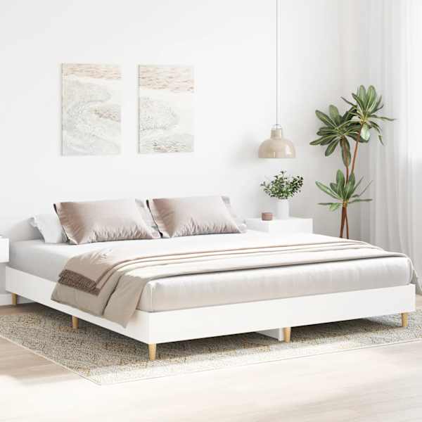 Voodiraam, valge, 180 × 200 cm, tehispuit — mudel 3329021
