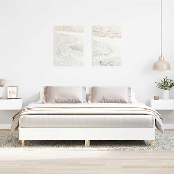Voodiraam, valge, 180 × 200 cm, tehispuit — mudel 3329021