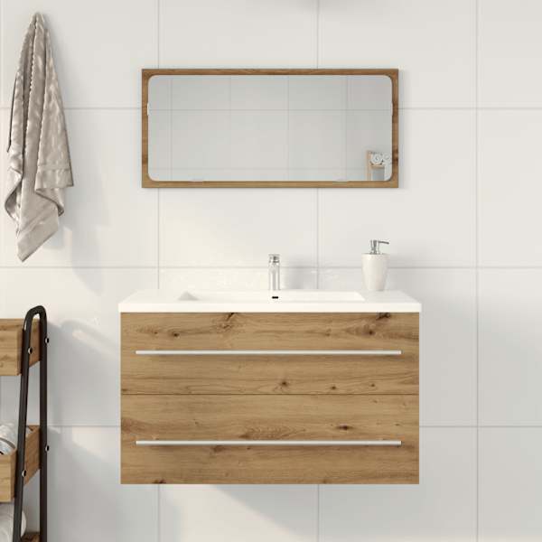 Vannitoa kraanikausi kapp, käsitööna valminud tamm, 80 × 38,5 × 48 cm, töödeldud puit