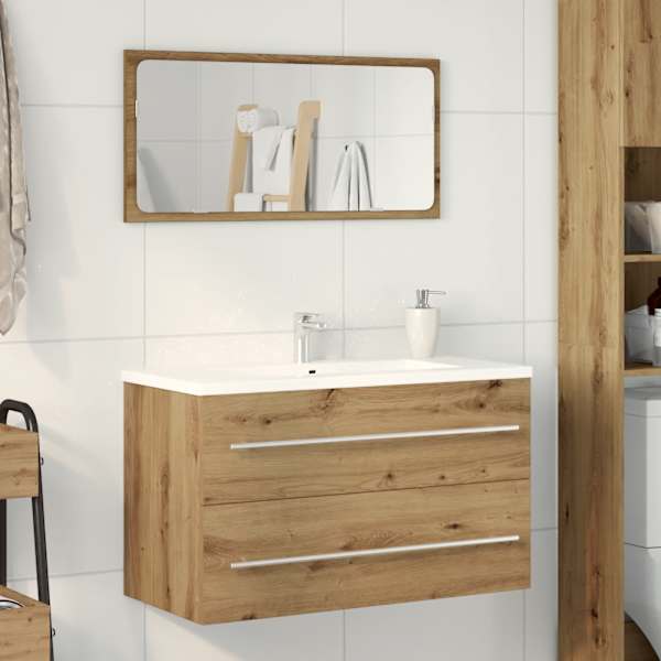 Vannitoa kraanikausi kapp, käsitööna valminud tamm, 80 × 38,5 × 48 cm, töödeldud puit