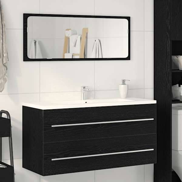 Vannitoa kraanikausi kapp, must tamm, 100 × 38,5 × 48 cm, töödeldud puit
