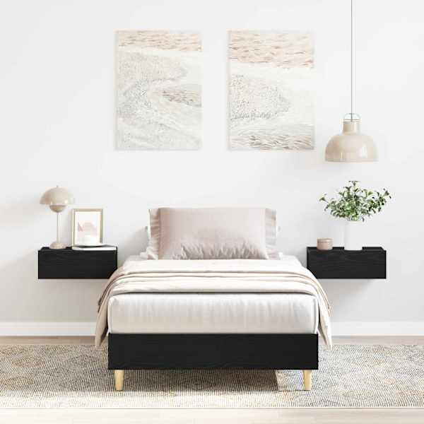 Voodiraam, must tamm, 90 × 200 cm, tehispuit — mudel 862850