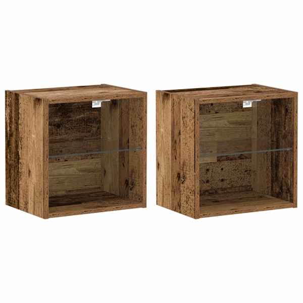 LED-valgustusega rippriiul 2 tk Pruun 40 × 28,5 × 40 cm