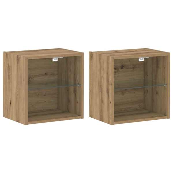 LED-valgustusega rippriiul 2 tk Pruun 40 × 28,5 × 40 cm