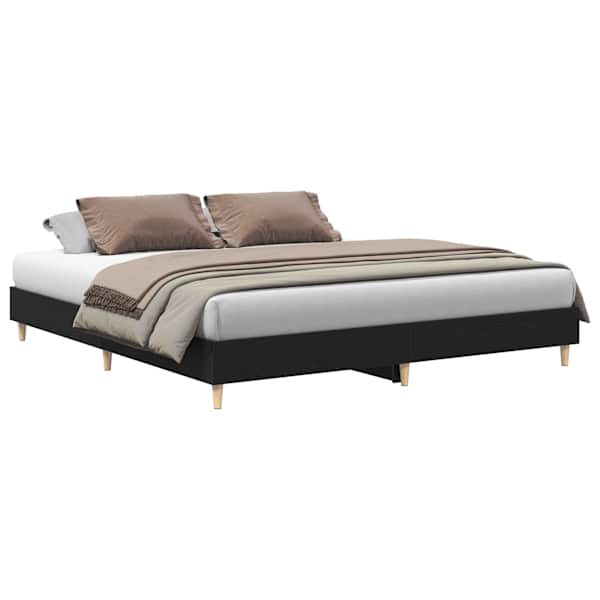 Voodiraam, must tamm, 180 × 200 cm, tehispuit — mudel 3329279