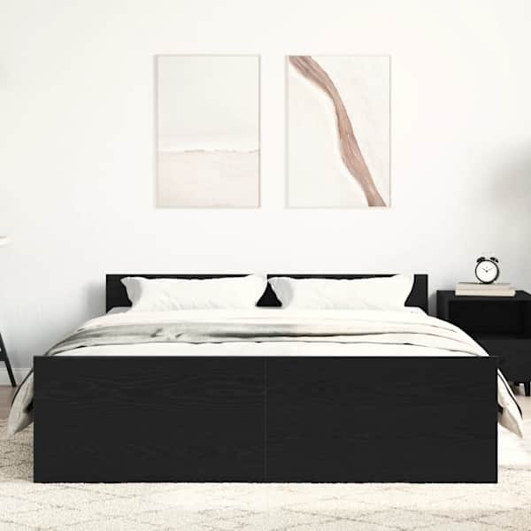 Voodiraam, must tamm, 140 × 200 cm, tehispuit — mudel 3329319