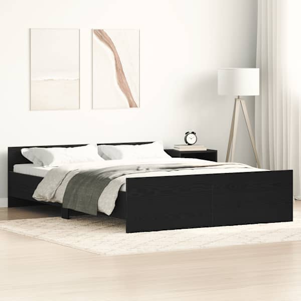 Voodiraam, must tamm, 140 × 200 cm, tehispuit — mudel 3329319