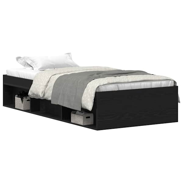 Voodiraam peatsiga, must tamm, 90 × 200 cm — mudel 3329329