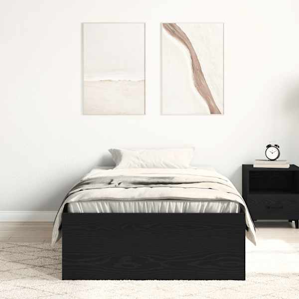 Voodiraam peatsiga, must tamm, 90 × 200 cm — mudel 3329329