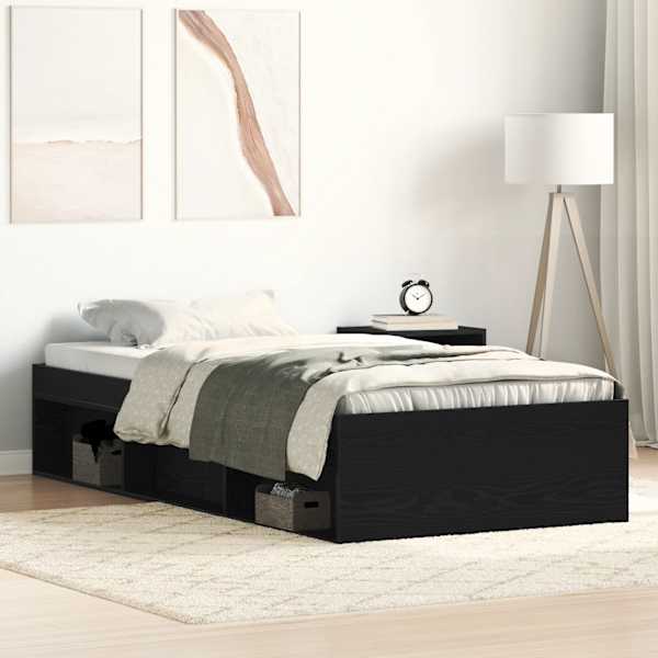 Voodiraam peatsiga, must tamm, 90 × 200 cm — mudel 3329329