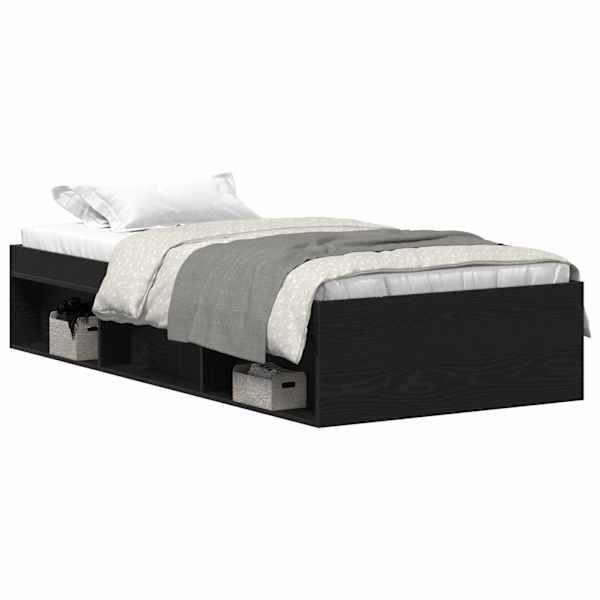 Voodiraam peatsiga, must tamm, 100 × 200 cm — mudel 3329330