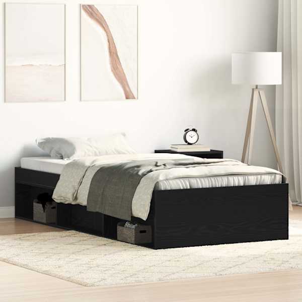 Voodiraam peatsiga, must tamm, 100 × 200 cm — mudel 3329330