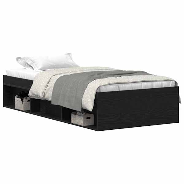 Voodiraam peatsiga, must tamm, 90 × 190 cm — mudel 3329331