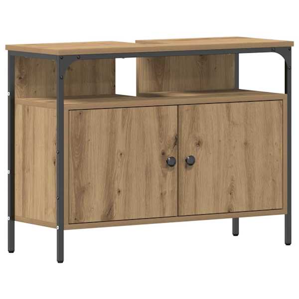 Vannitoa kraanikausi kapp käsitöötamm 80 × 30 × 60 cm Tehispuit