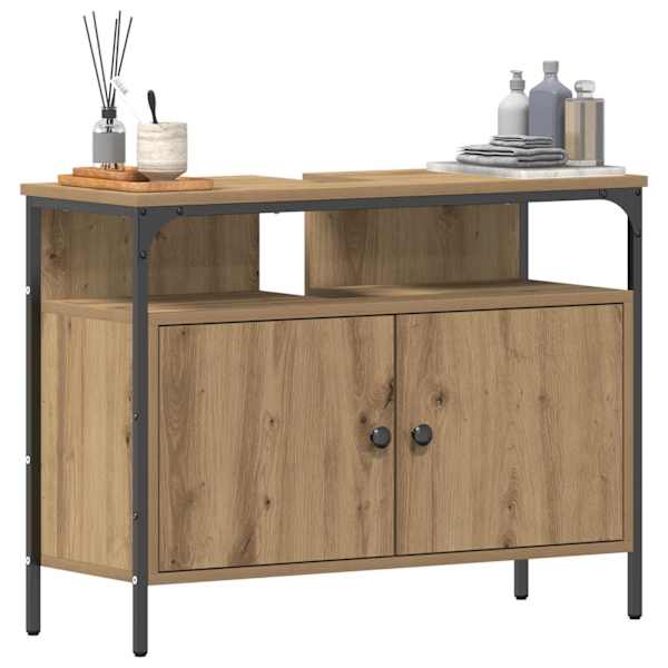 Vannitoa kraanikausi kapp käsitöötamm 80 × 30 × 60 cm Tehispuit