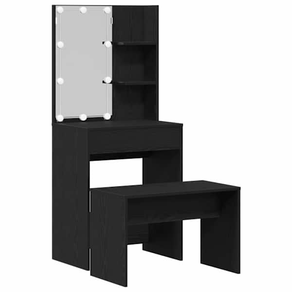 LED Meigilaudade Komplekt 2 tk Must tamm 60 × 40 × 140 cm