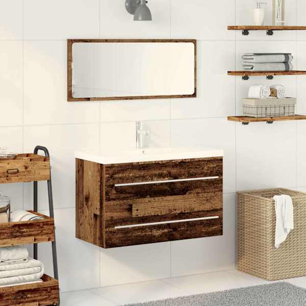 Vannitoa kraanikausi kapp sahtliga Vana puit 80 × 38,5 × 48 cm