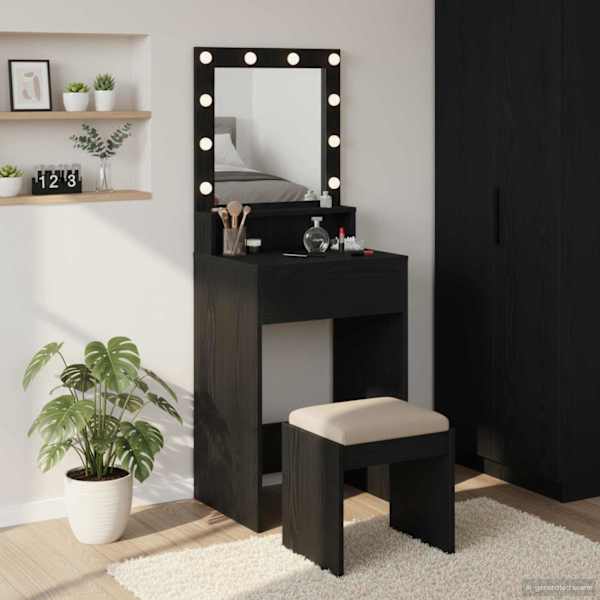 Riietumislaud Must tamm 50 × 41 × 135 cm Tehispuit