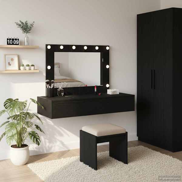 Riietumislaud Must 100 × 40 × 70 cm Tehispuit