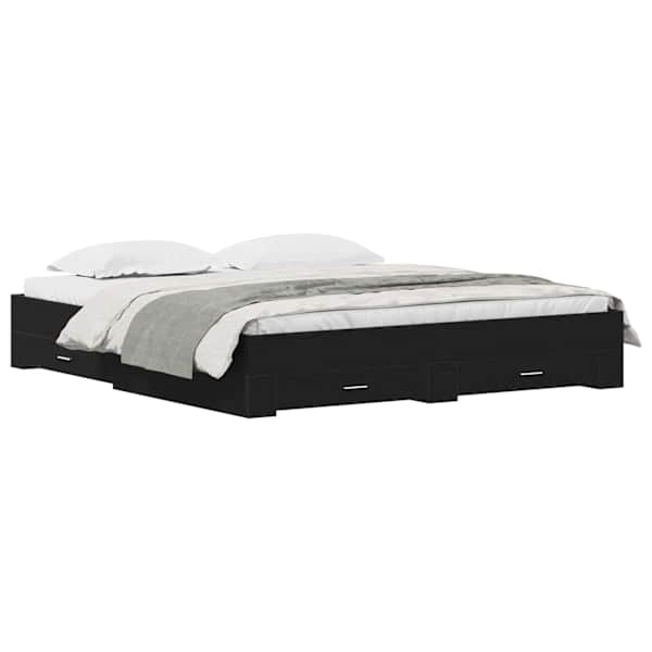 Sahtlitega voodiraam, must tamm, 180 × 200 cm, tehispuit