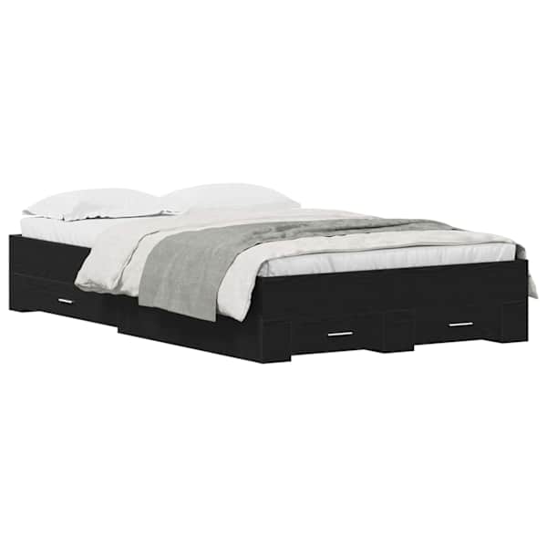 Sahtlitega voodiraam, must tamm, 120 × 200 cm, tehispuit — mudel 3333971