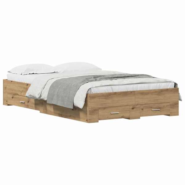 Sahtlitega voodiraam, Artisan tamm, 120 × 190 cm, tehispuit — mudel 3333979