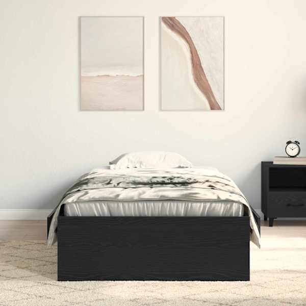 Sahtlitega voodiraam, must tamm, 90 × 200 cm, tehispuit — mudel 3333989