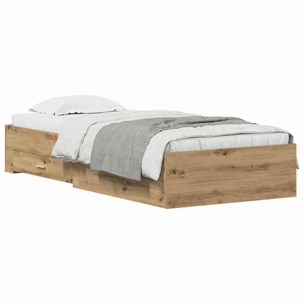 Sahtlitega voodiraam, Artisan tamm, 90 × 190 cm, tehispuit — mudel 3333991