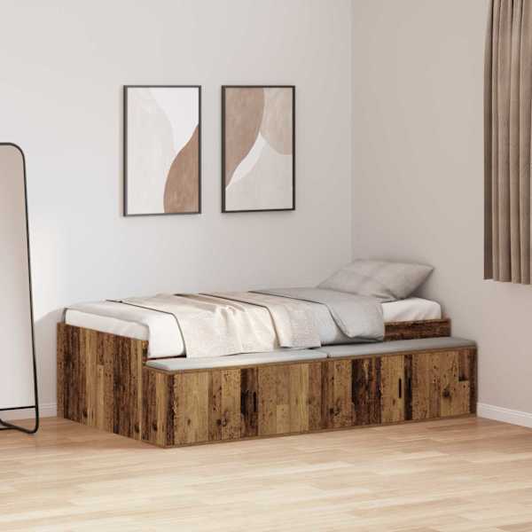 Sahtlitega voodiraam, vana puit, 80 × 200 cm, tehispuit — mudel 3335203