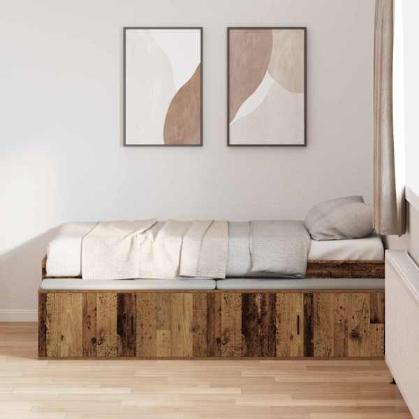 Sahtlitega voodiraam, vana puit, 80 × 200 cm, tehispuit — mudel 3335203