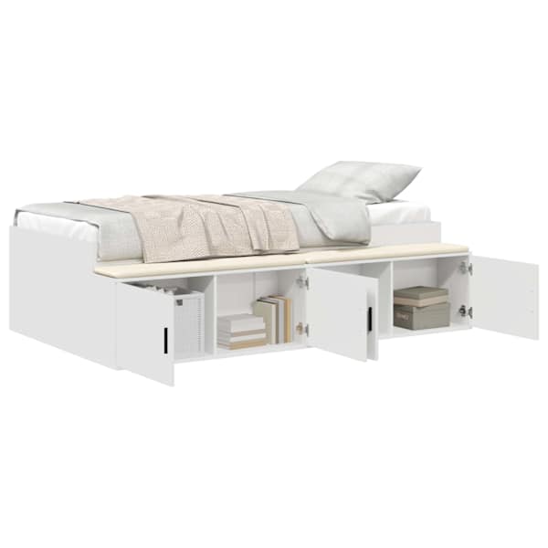 Sahtlitega voodiraam, valge, 70 × 190 cm, tehispuit — mudel 3335213
