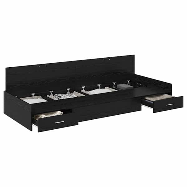Panipaigaga voodiraam peatsiga, must tamm, 100 × 200 cm, tehispuit