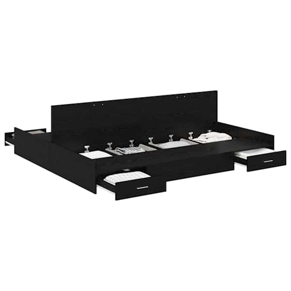Sahtlitega voodiraam, must tamm, 180 × 200 cm, tehispuit