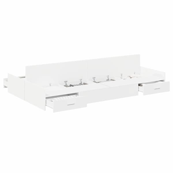 Sahtlitega voodiraam, valge, 120 × 190 cm, tehispuit