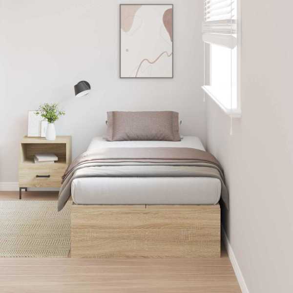 Panipaigaga voodiraam, sonoma tamm, 90 × 200 cm, tehispuit — mudel 3335343